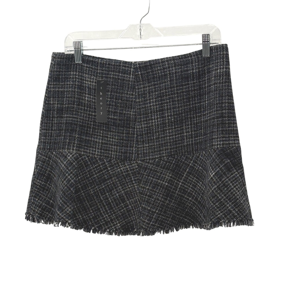 New Theory Mini Skirt Plaid Wool School Girl Academia Blue Black Women 10 Y2K
